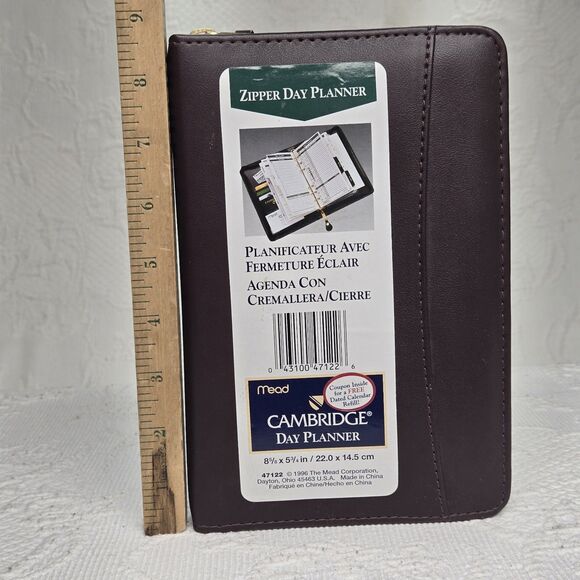 Cambridge Day Planner 90s New Ruler Card Holder Calendar Note Book Maroon - Picture 9 of 15